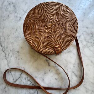Woven Rattan Wicker Round Circle Bag